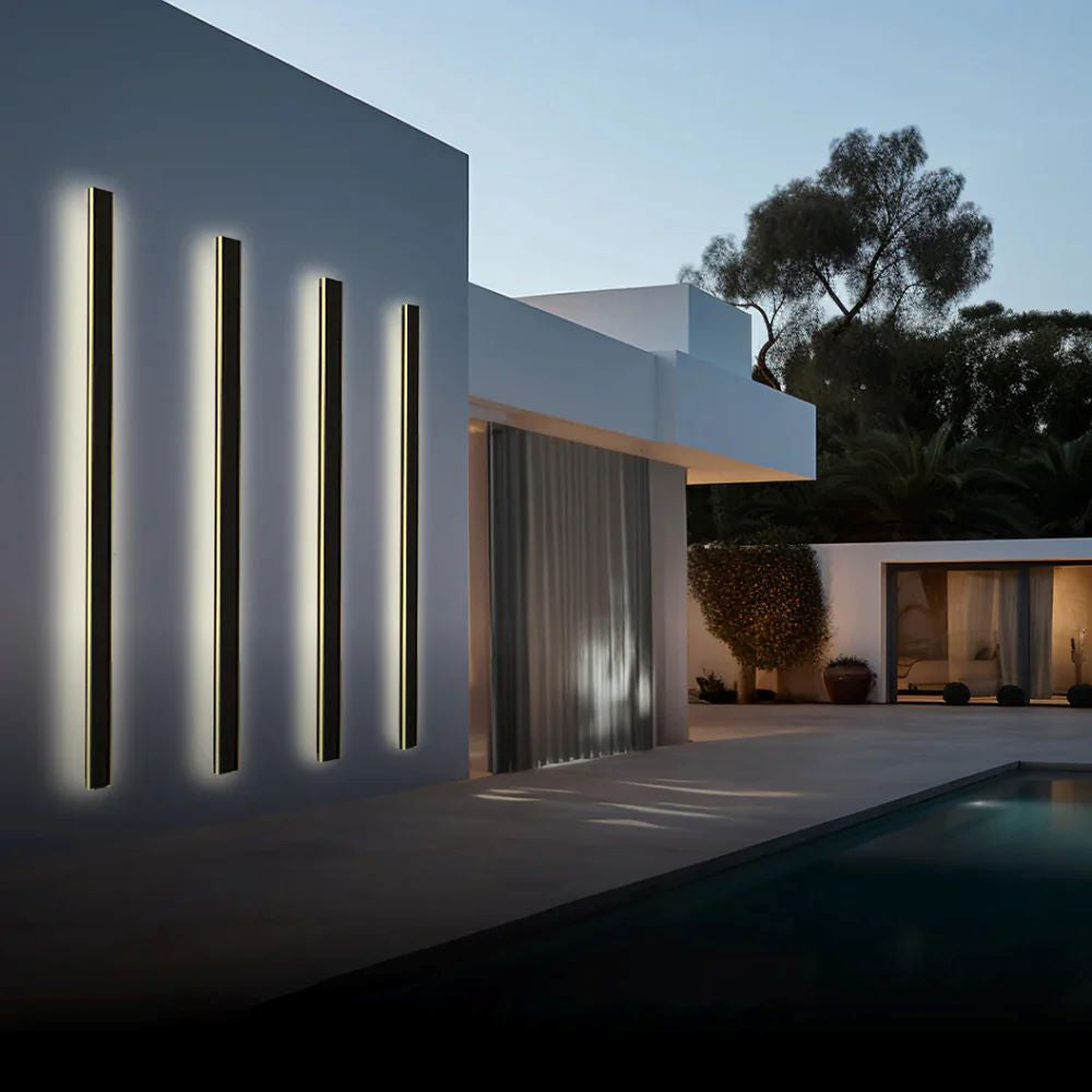 Silex linear outdoor LED wall light matte black — GildNest UK