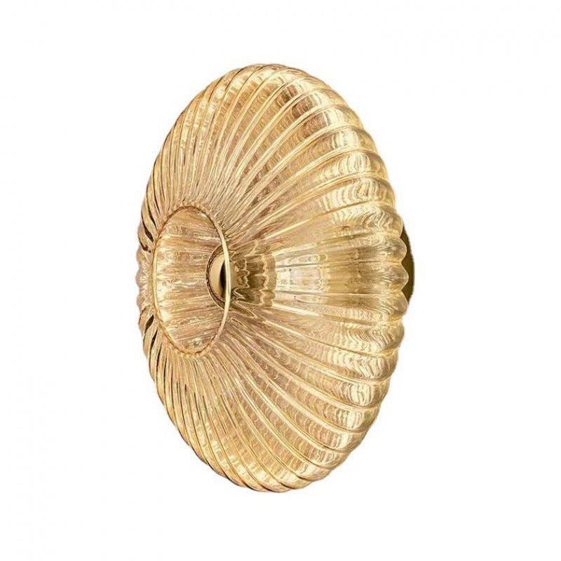 Iron Striped Glass Disc Wall Sconce detail