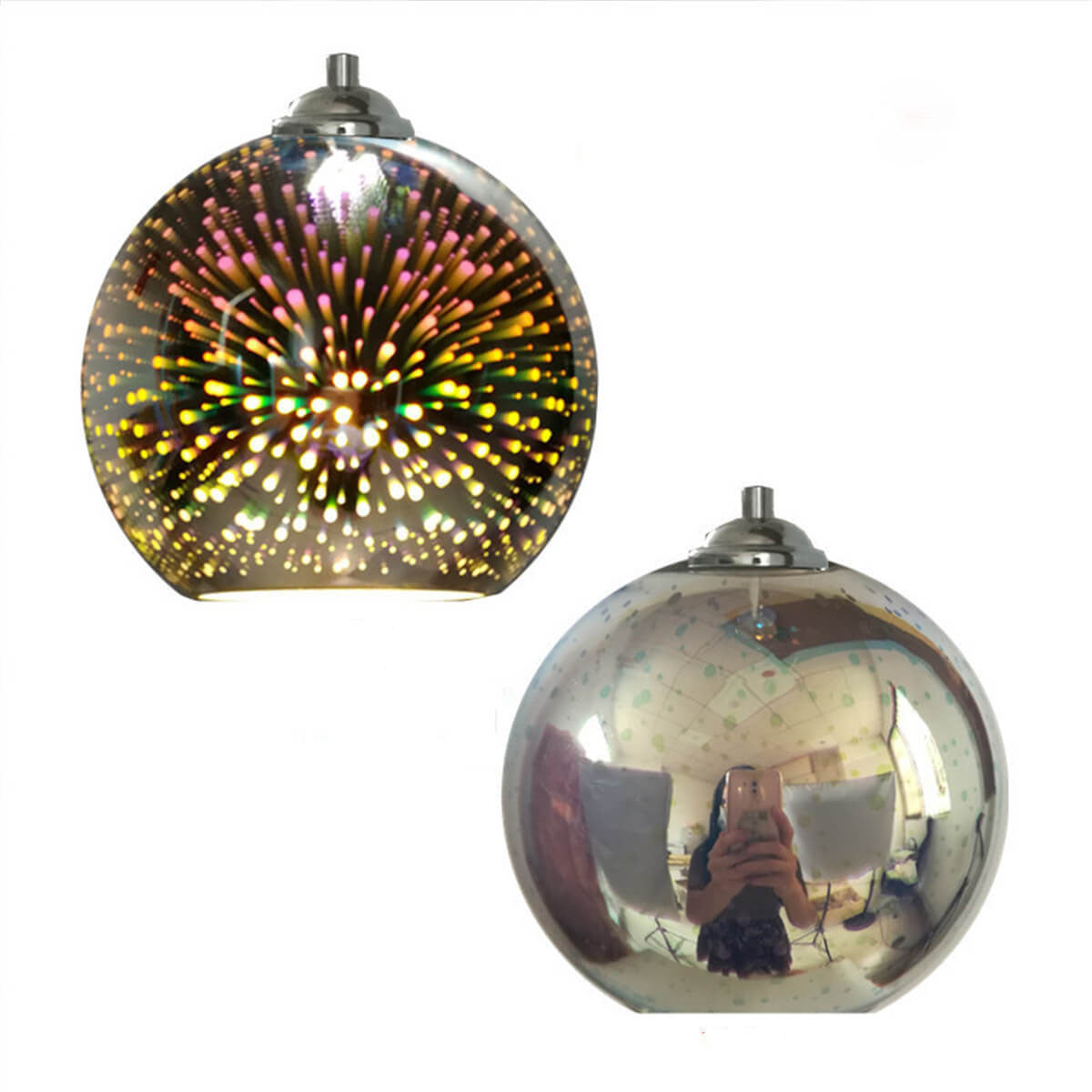3D Fireworks Glass Dome Pendant detail