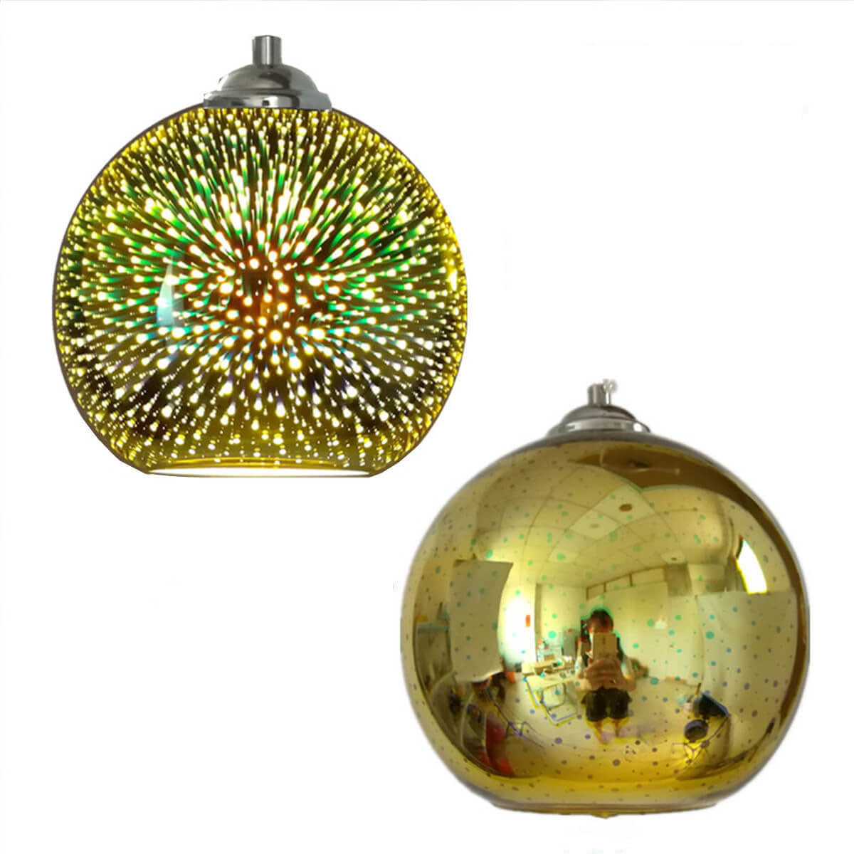 3D Fireworks Glass Dome Pendant detail