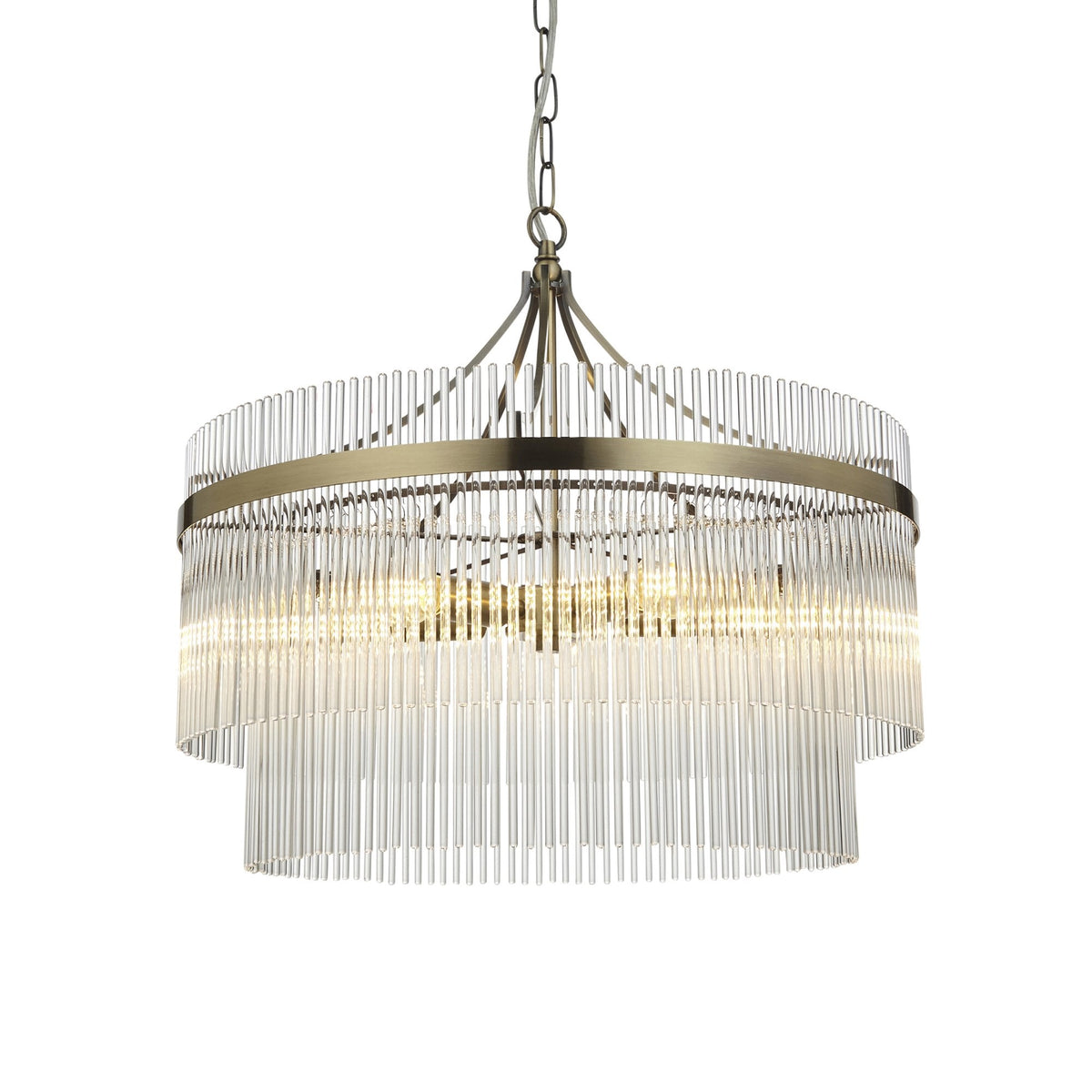 Marietta 5 Light Pendant – Antique Brass & Clear Glass