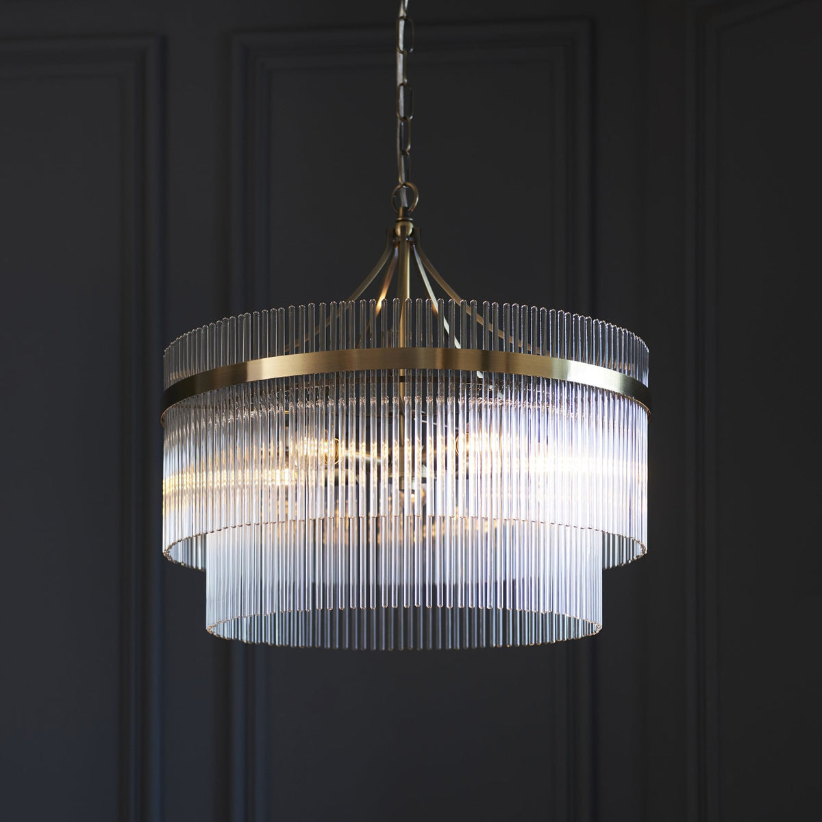 Marietta 5 Light Pendant – Antique Brass & Clear Glass
