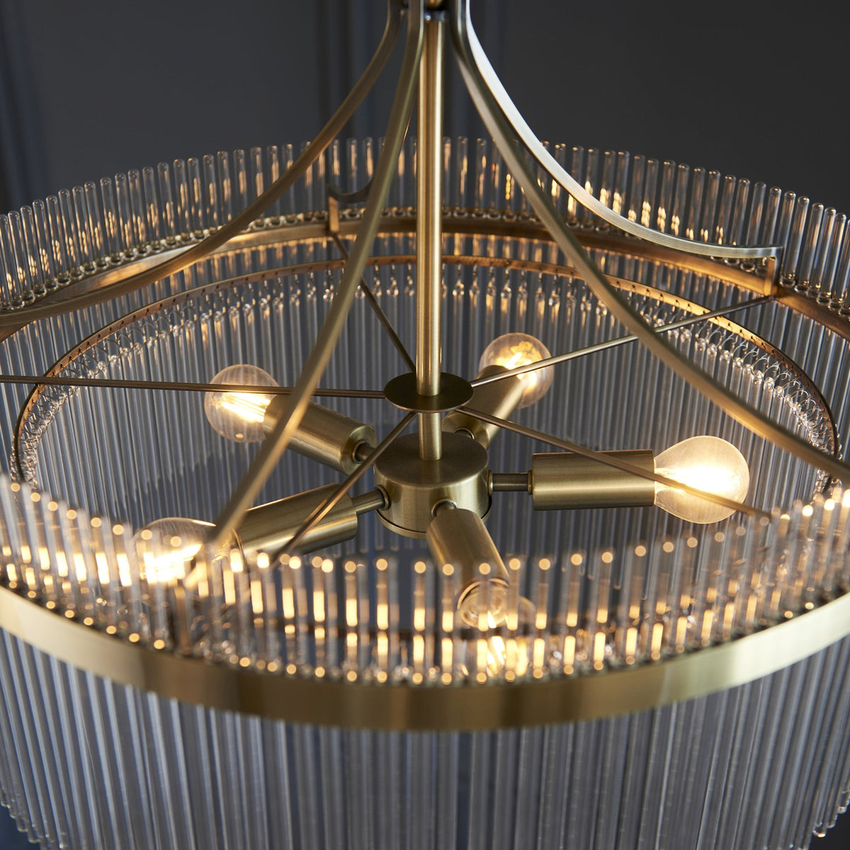 Marietta 5 Light Pendant – Antique Brass & Clear Glass