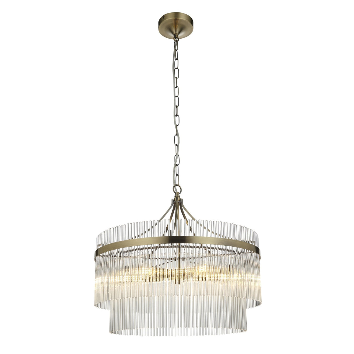 Marietta 5 Light Pendant – Antique Brass & Clear Glass