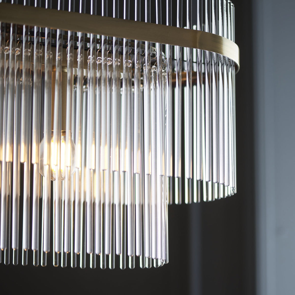 Marietta 4 Light Linear Pendant – Antique Brass & Clear Glass