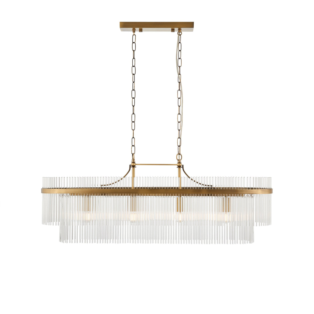 Marietta 4 Light Linear Pendant – Antique Brass & Clear Glass