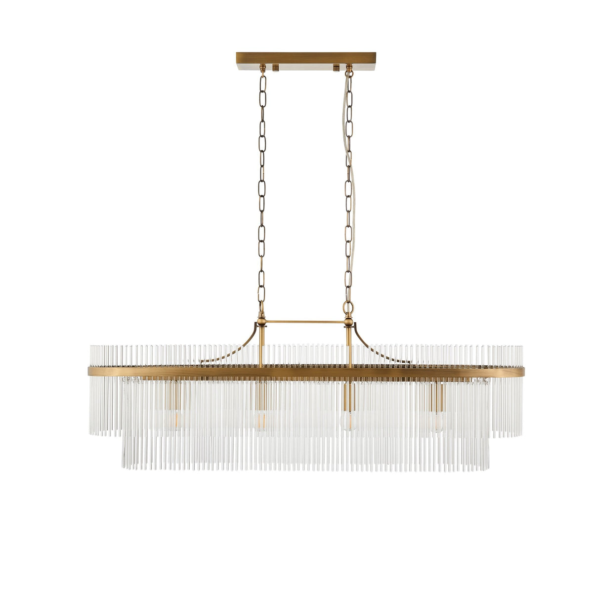 Marietta 4 Light Linear Pendant – Antique Brass & Clear Glass