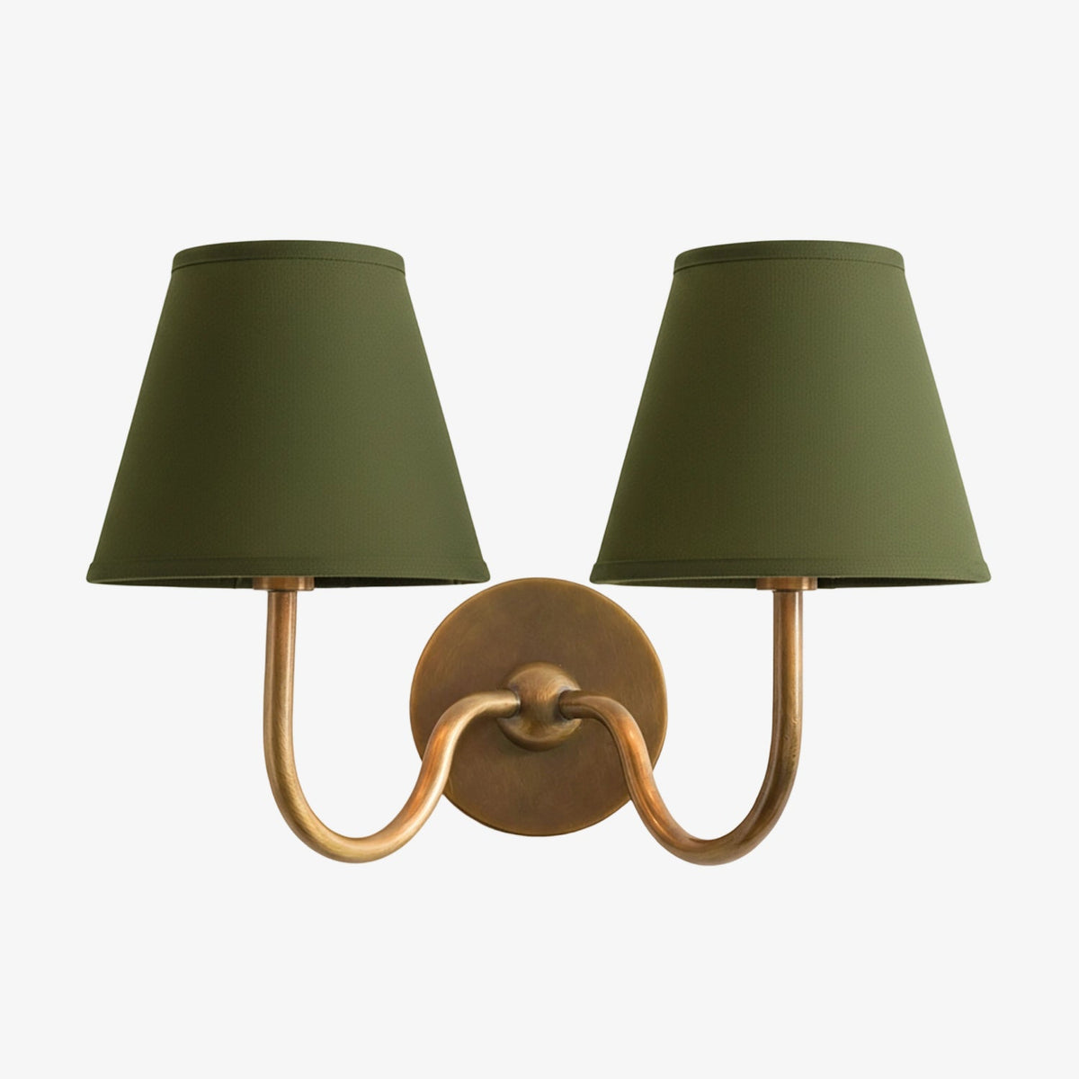 Luvora Wall Lamp 2 Heads / Tumbled Brass / Green Plain