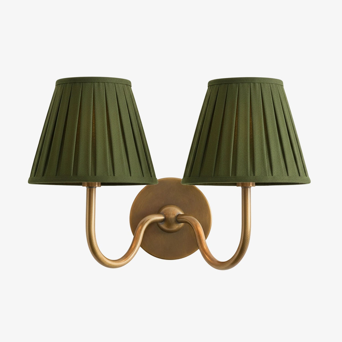 Luvora Wall Lamp 2 Heads / Tumbled Brass / Green Pleated