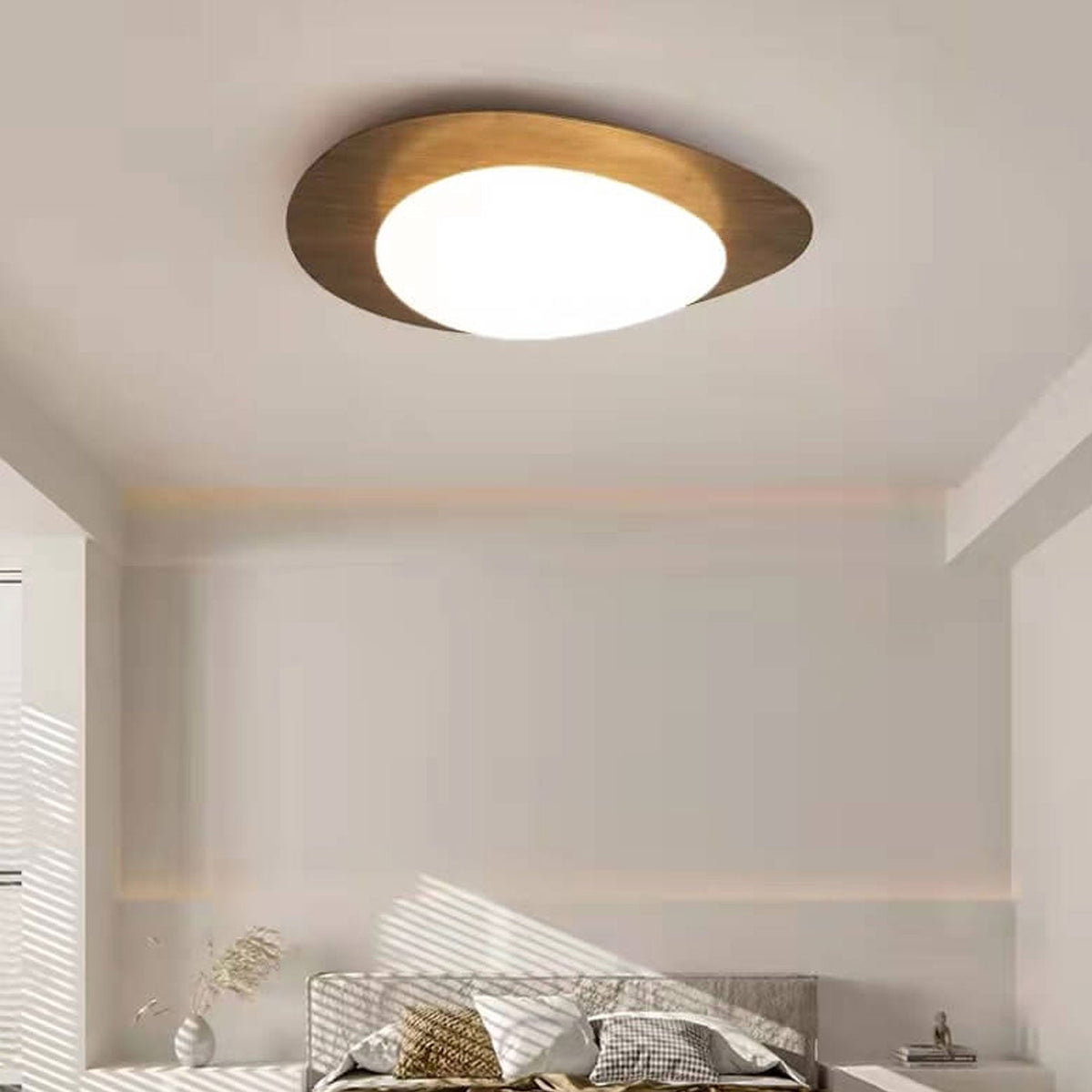 Pebble Flush Mount Ceiling Light Walnut Grain