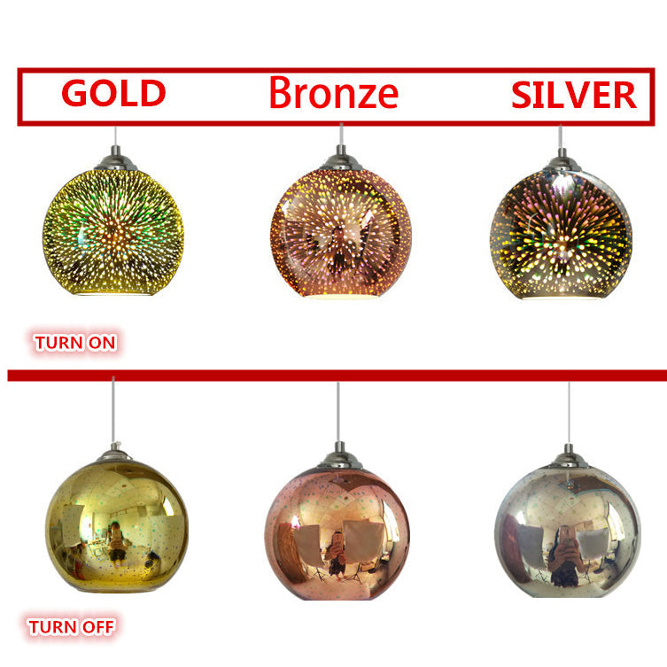3D Fireworks Glass Dome Pendant detail