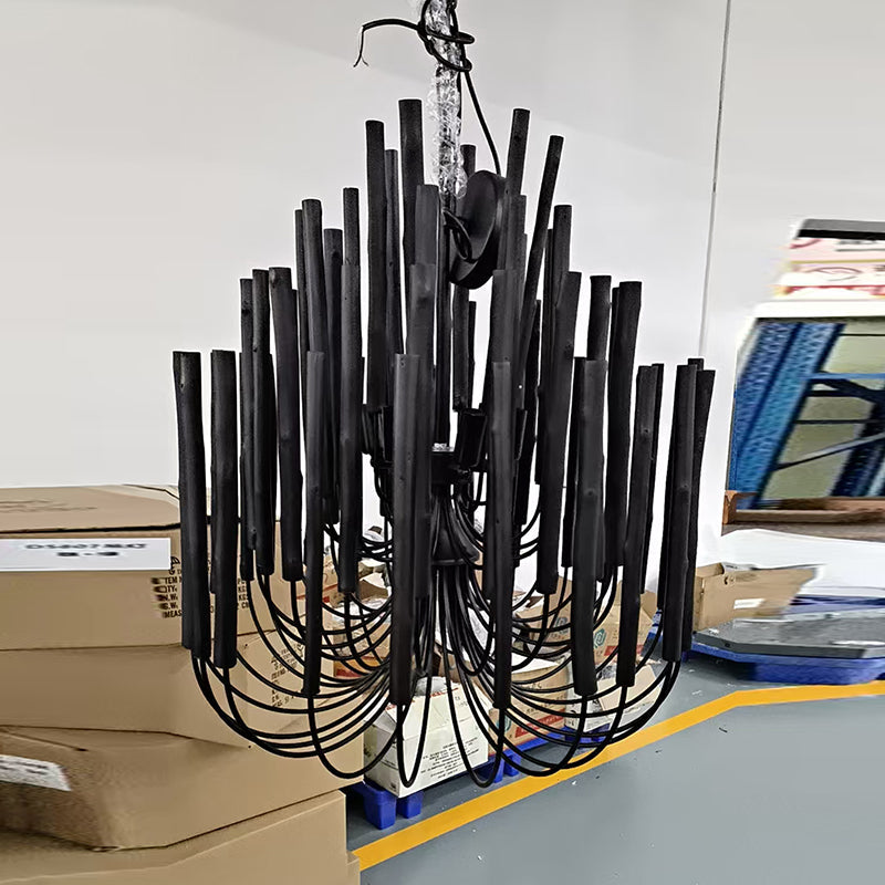 Multi-Stick Wooden Chandelier