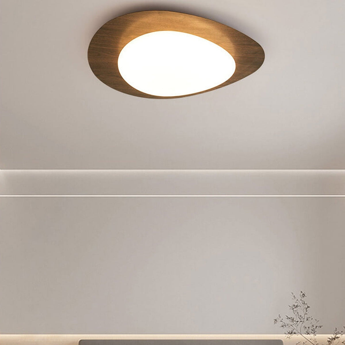 Pebble Flush Mount Ceiling Light Neutral 4000K Walnut