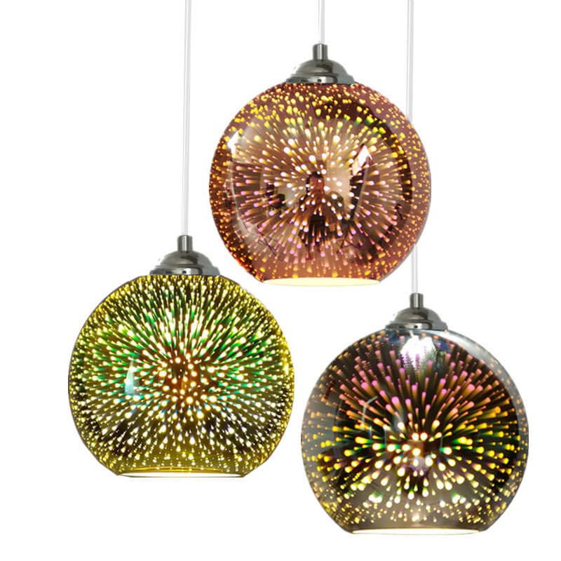 3D Fireworks Glass Dome Pendant detail