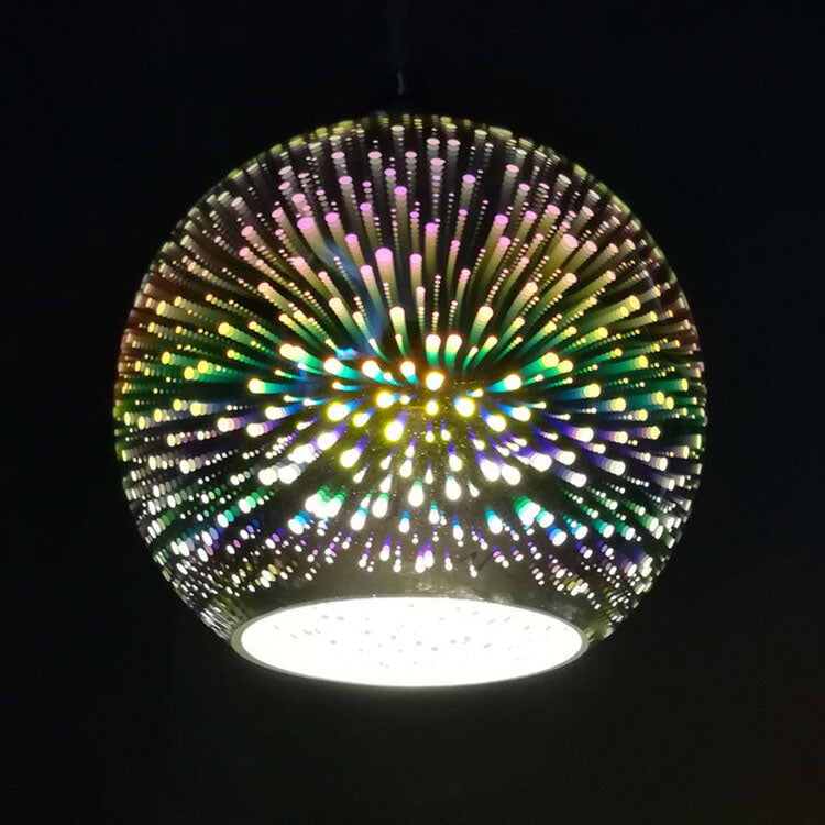 3D Fireworks Glass Dome Pendant Bronze 25cm
