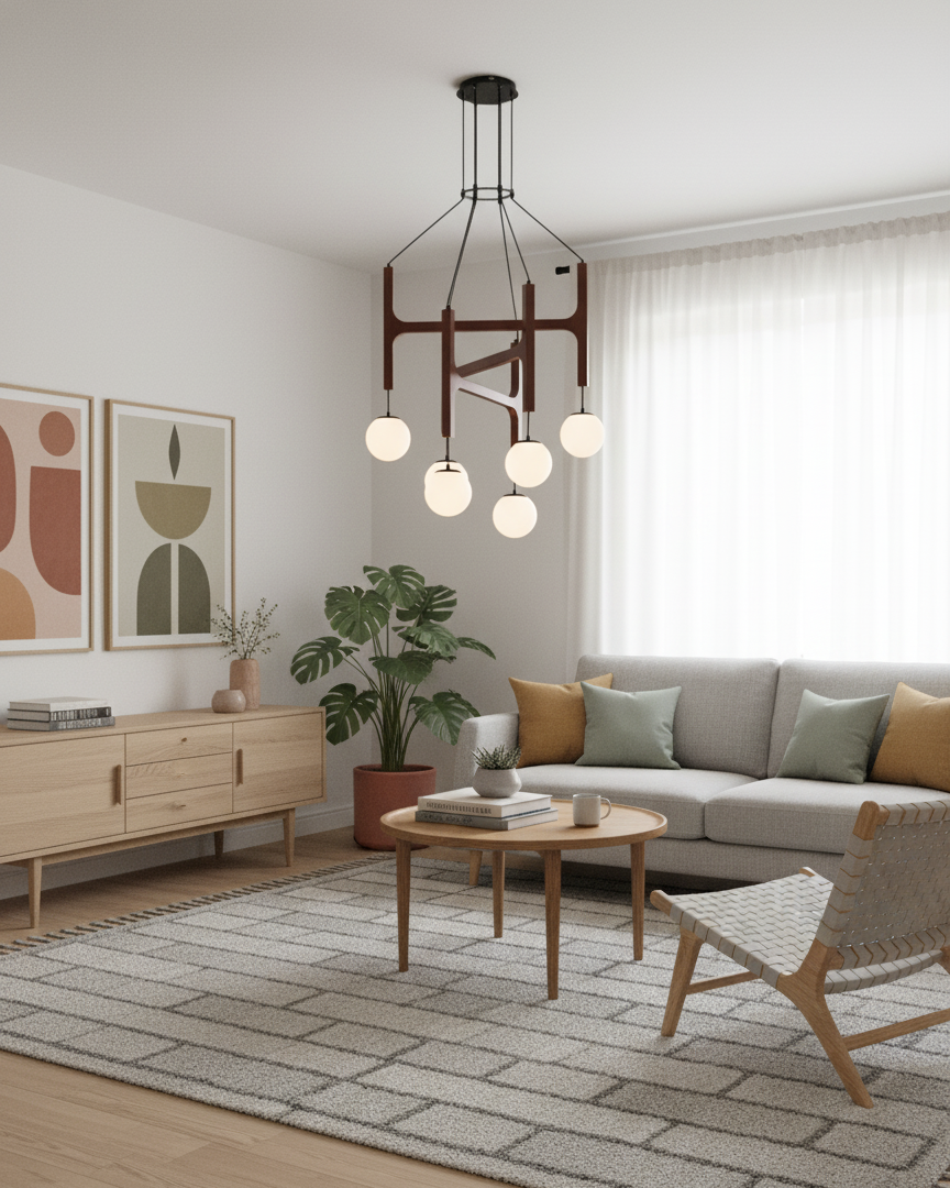 Astra Wood Chandelier detail
