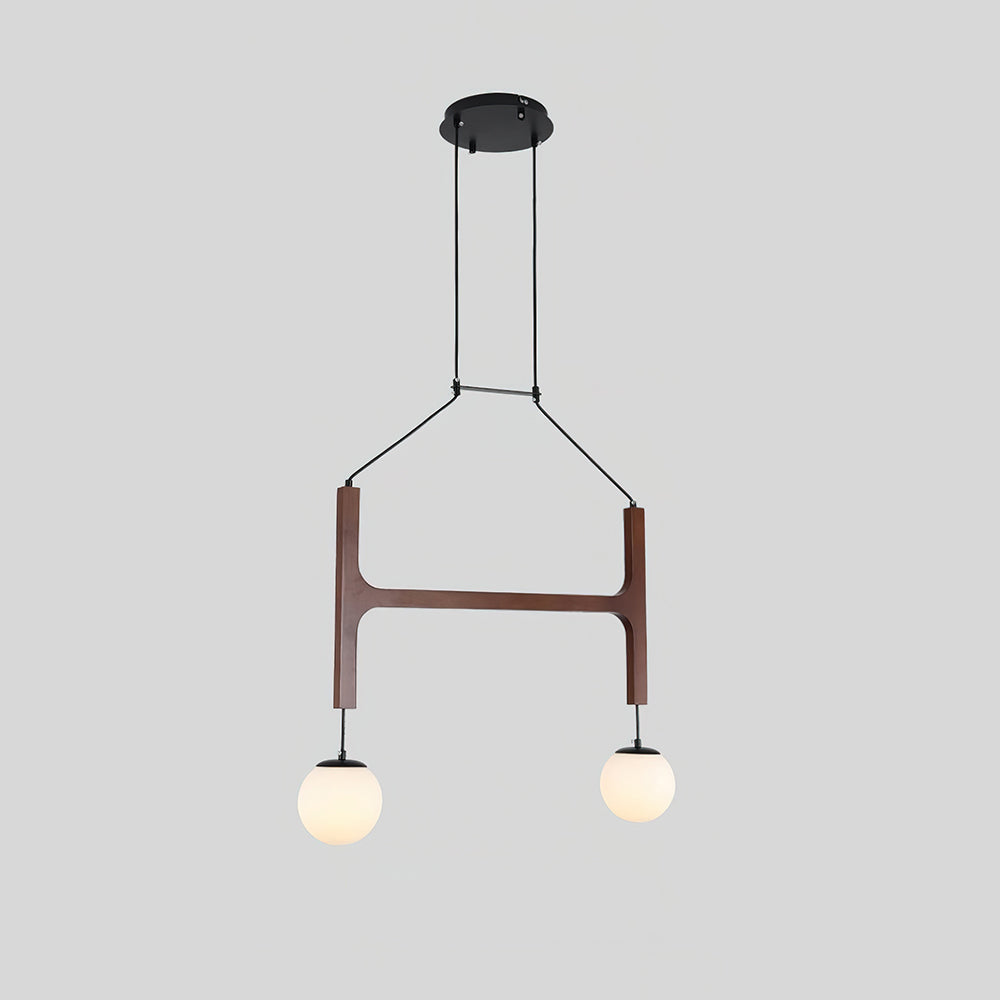 Astra Wood Chandelier 2 Heads Walnut