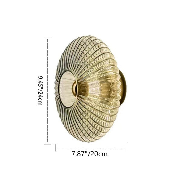 Iron Striped Glass Disc Wall Sconce detail