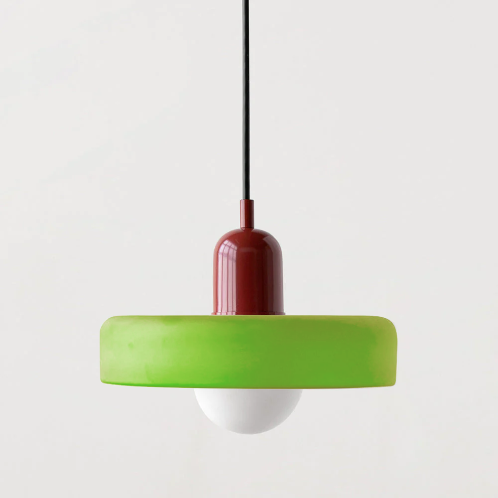 Bauhaus pendant light Green (matte) glass Red body — GildNest UK