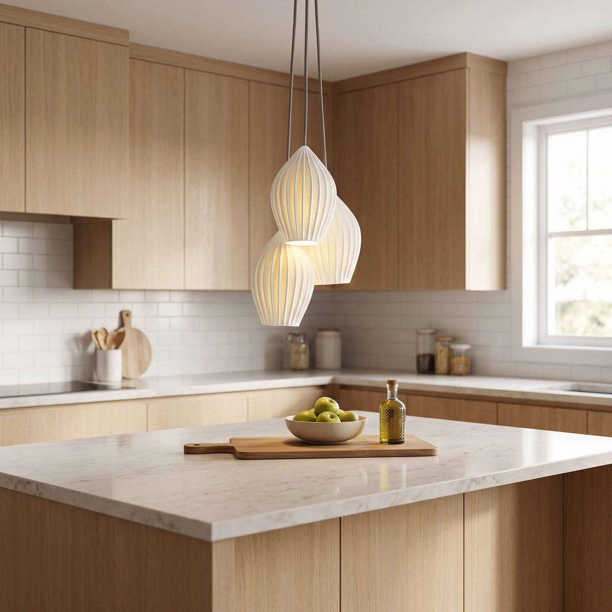 Ceramic Ribbed Pendant Light lifestyle