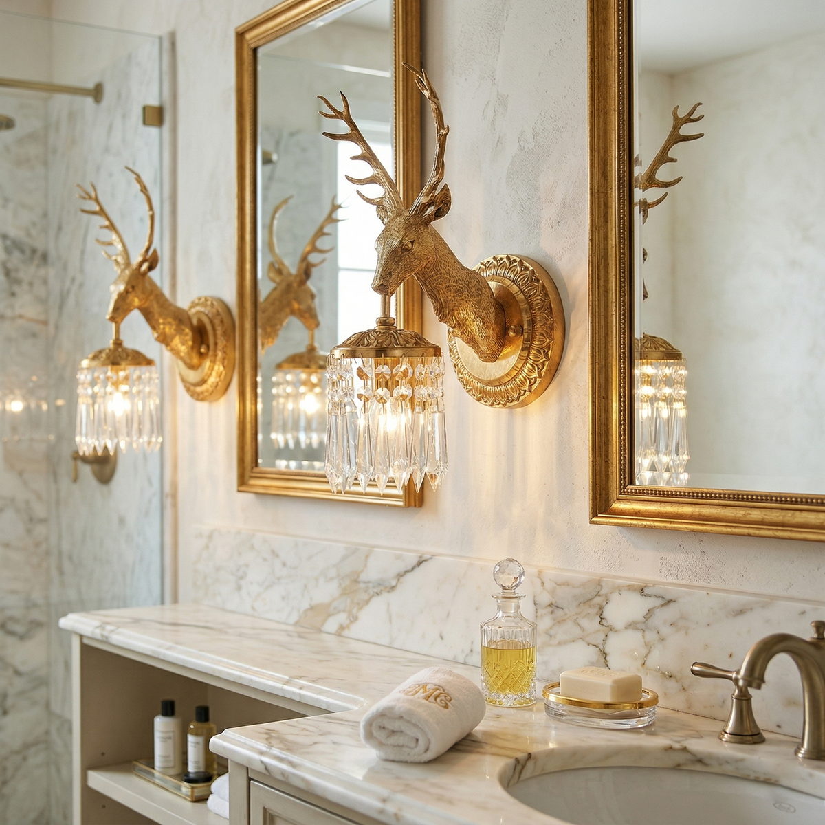 Antler Crystal Wall Light