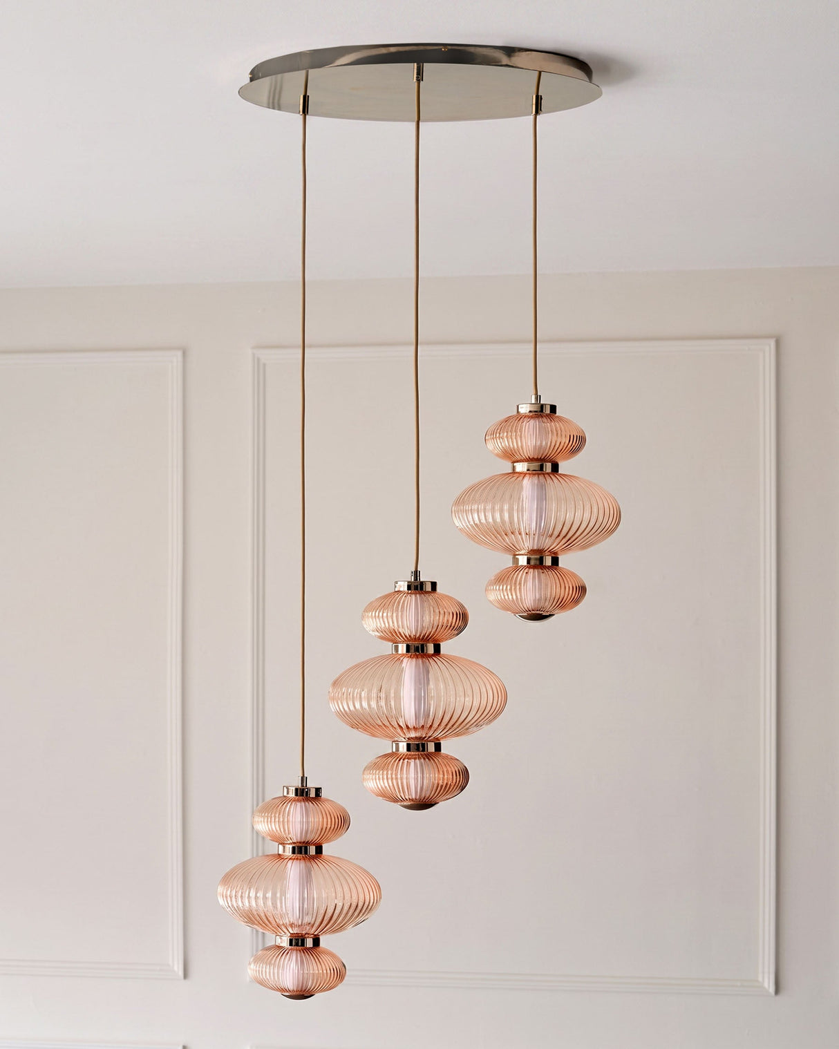 Cynthia Champagne Glass 3-Drop Pendant Light studio shot