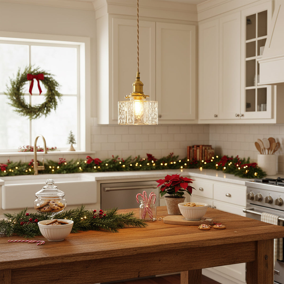 Jewel Glass & Brass Pendant Light