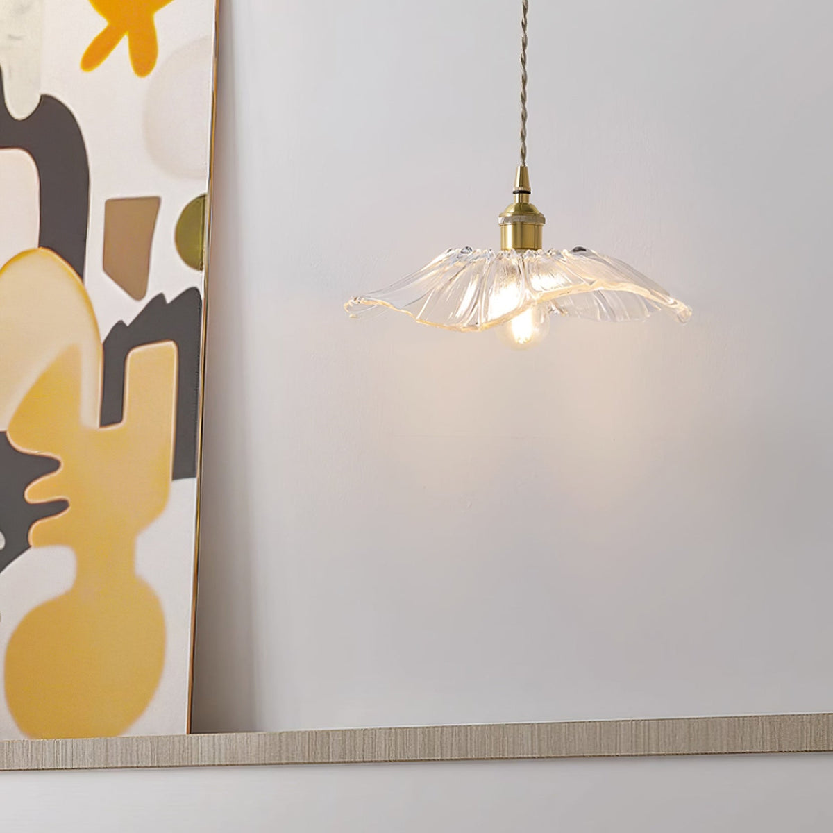 Flower Glass Plug-In Pendant Lamp