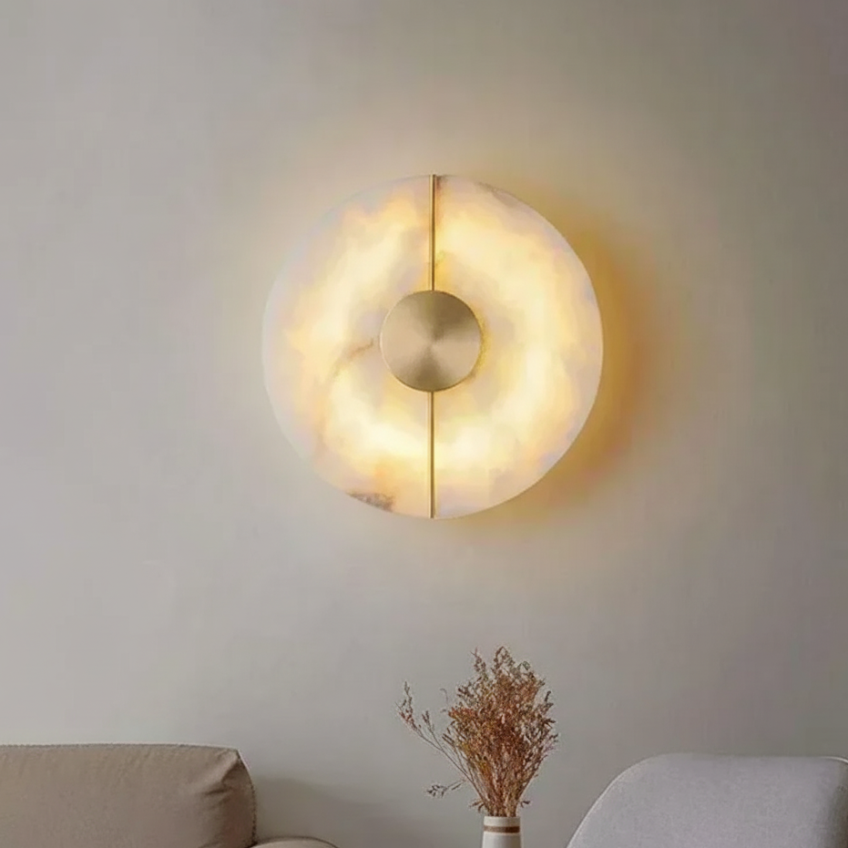 Luna Round Alabaster Wall Light