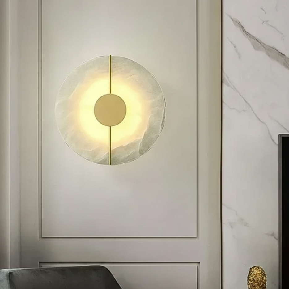 Luna Round Alabaster Wall Light