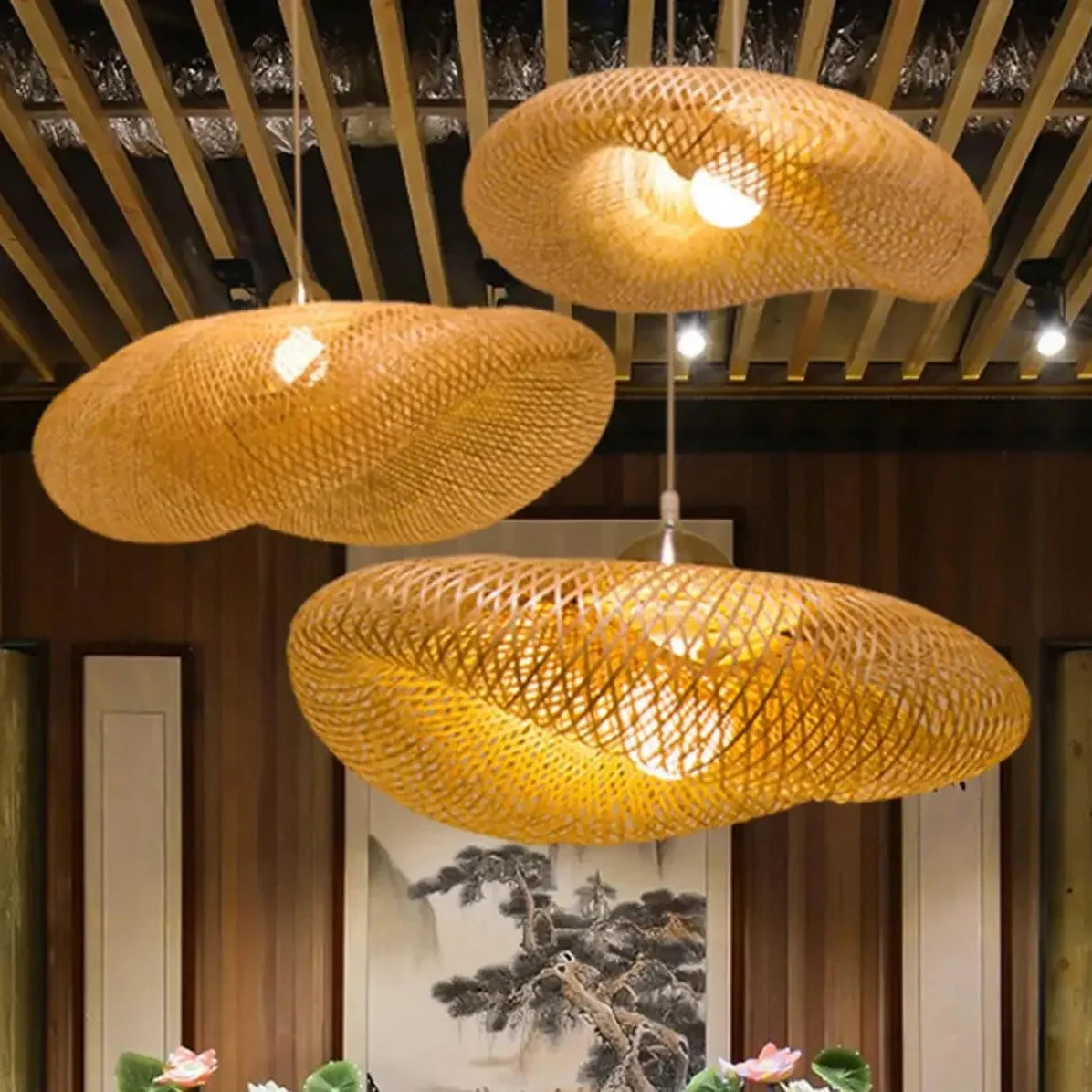 Sorel Bamboo Wicker Chandelier
