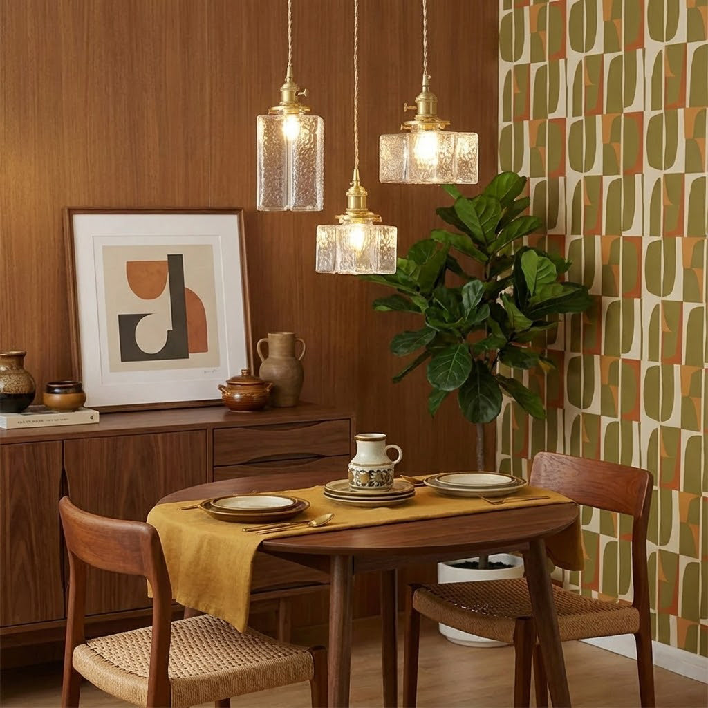 Jewel Glass & Brass Pendant Light