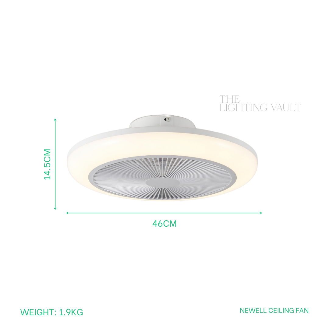 Newell Low-Profile Remote Control Ceiling Fan with LED Light