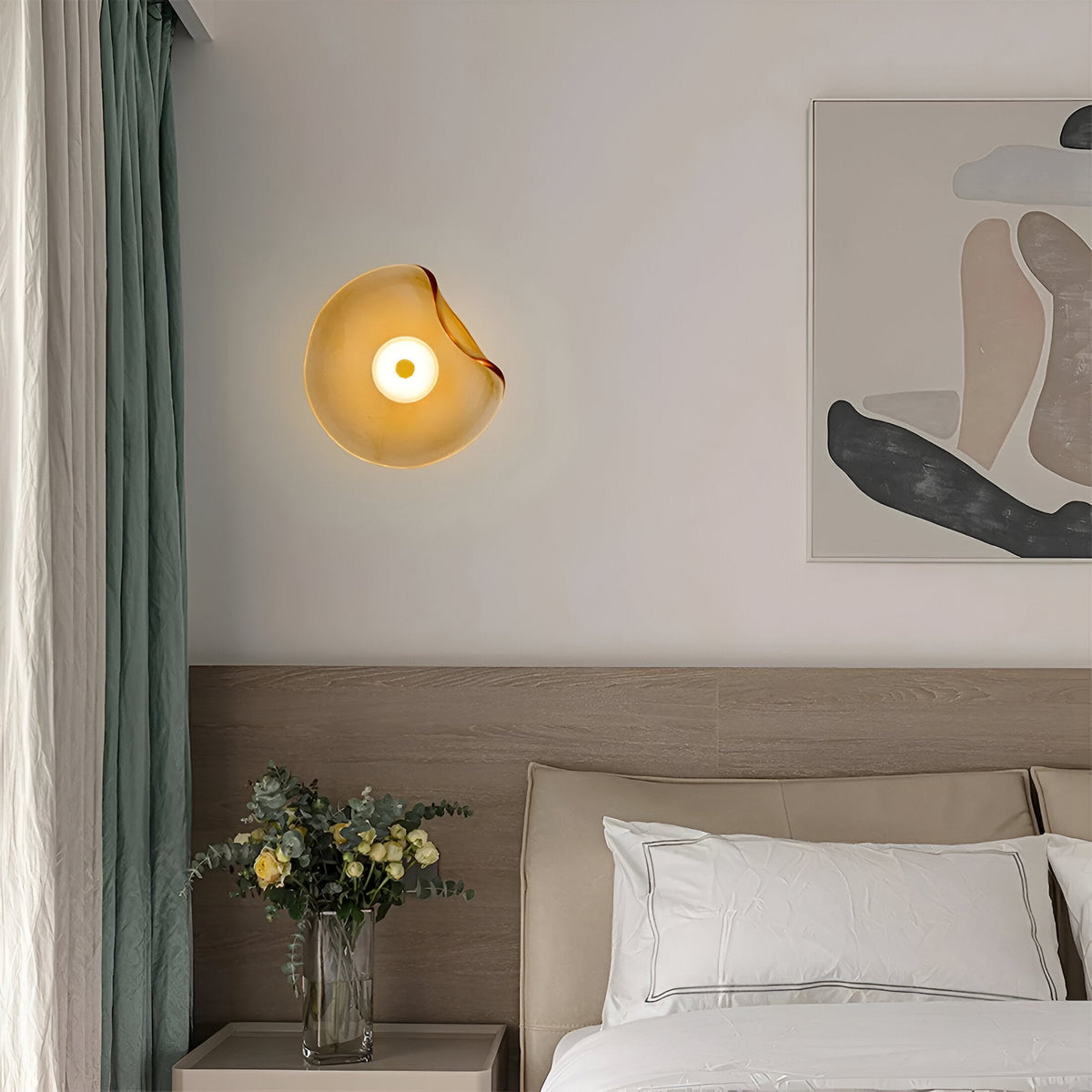 Nordic Curved Glass Japandi Style Glass LED Wall Light