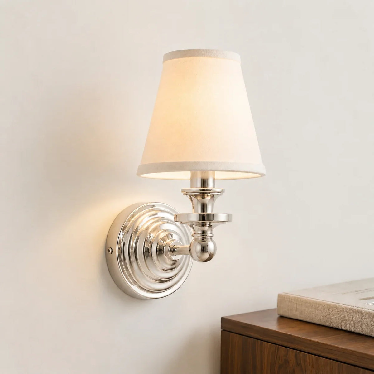 Posie Retro Brass Linen Shade Wall Sconce