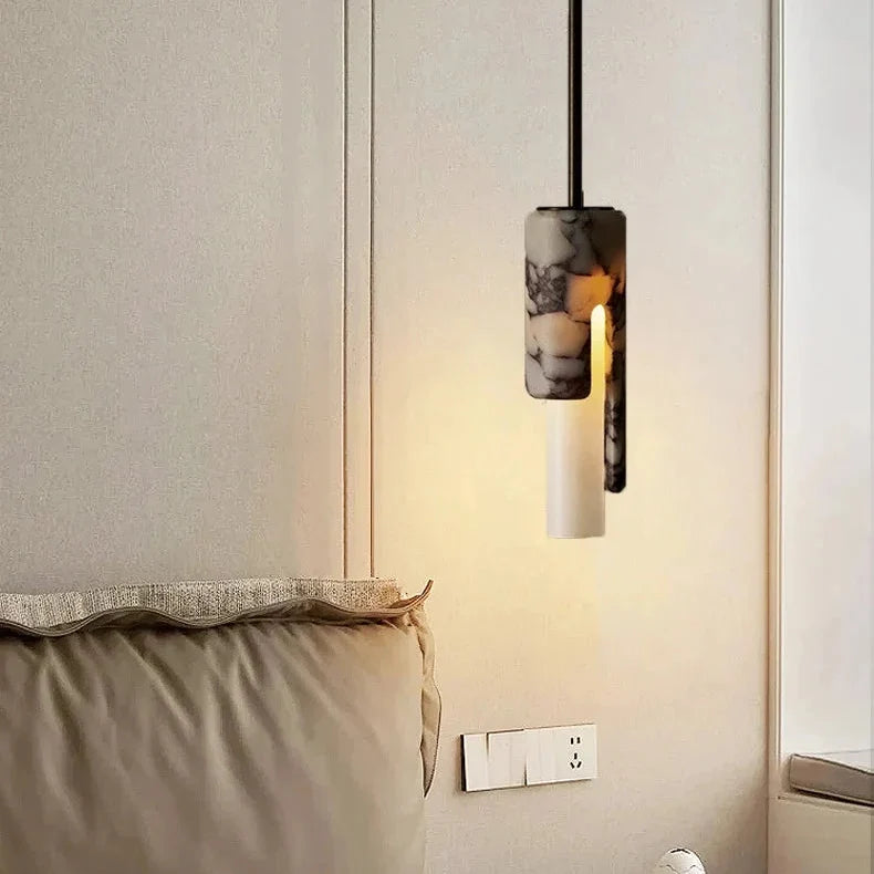 Glem Cylindrical Long Marble Pendant Light