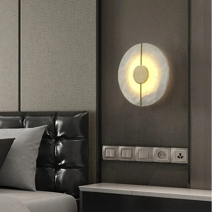 Luna Round Alabaster Wall Light