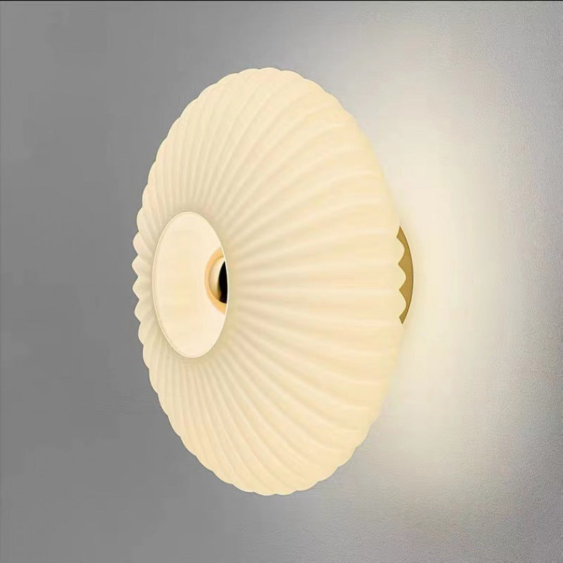 Iron Striped Glass Disc Wall Sconce Frosted White studio