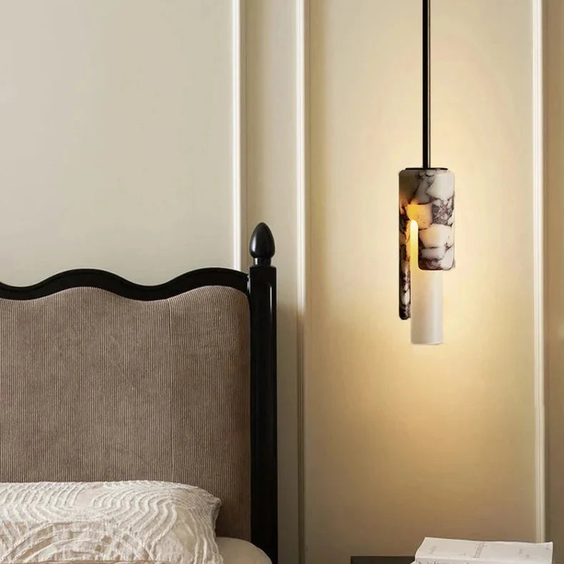 Glem Cylindrical Long Marble Pendant Light