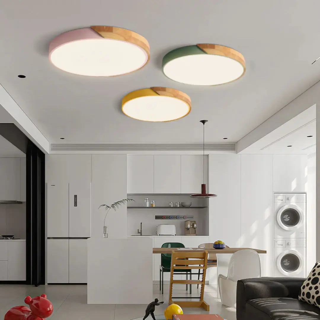 Scandinavian wooden LED ceiling light room setting — GildNest UK