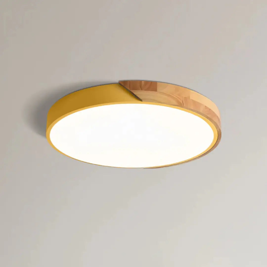 Scandinavian wooden LED ceiling light yellow — GildNest UK