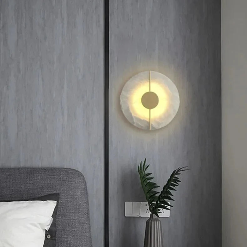 Luna Round Alabaster Wall Light