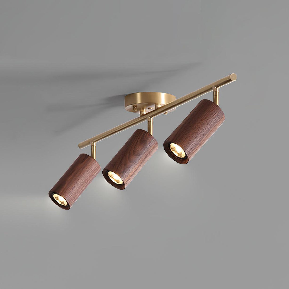 Thio Wooden Track Lighting 3 Heads Walnut