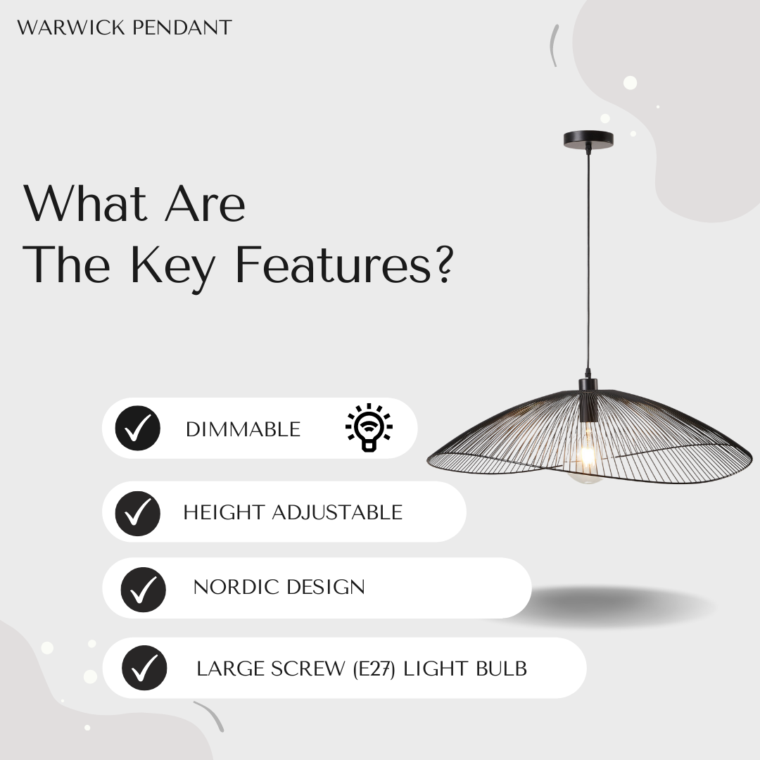 Warwick Pendant – Black Wire Dome Shade
