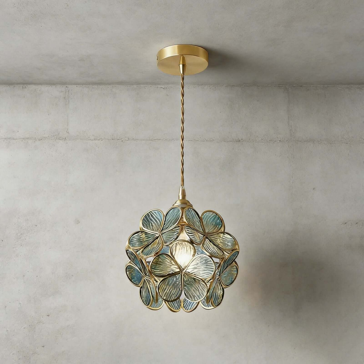 Glass Petal Pendant Light Blue