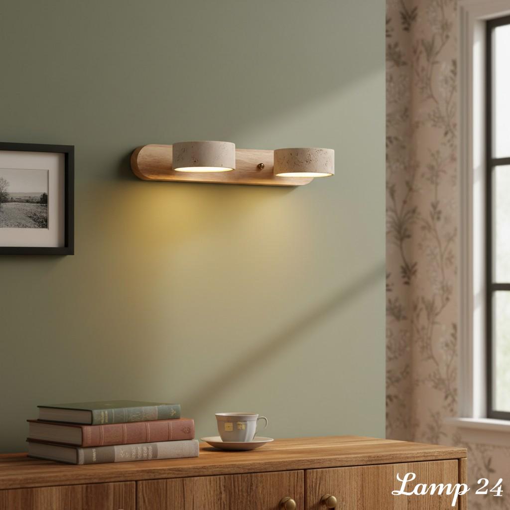 Travertine wall light detail — GildNest UK