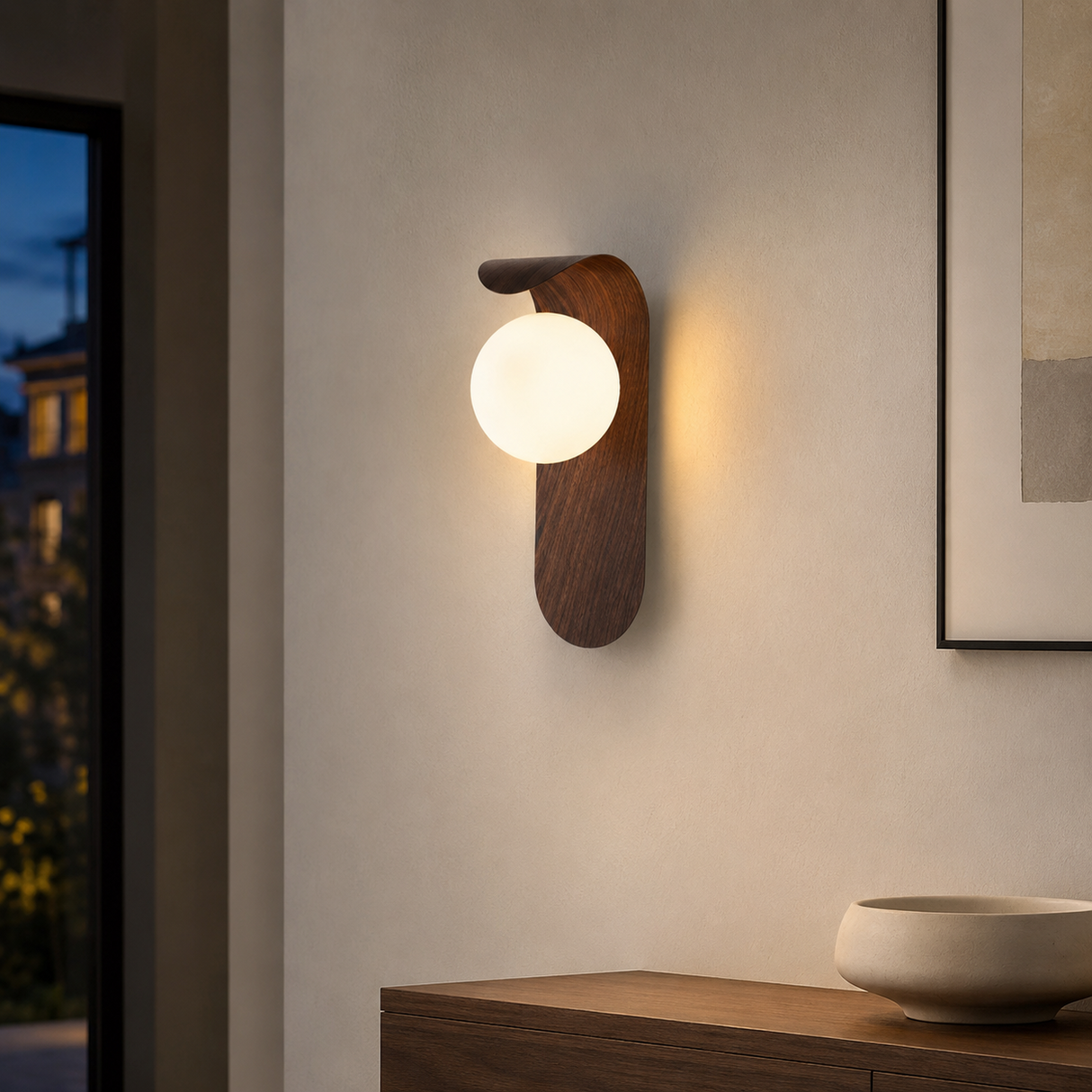 Scandinavian Wood Globe Wall Sconce | Warm & Cold White LED