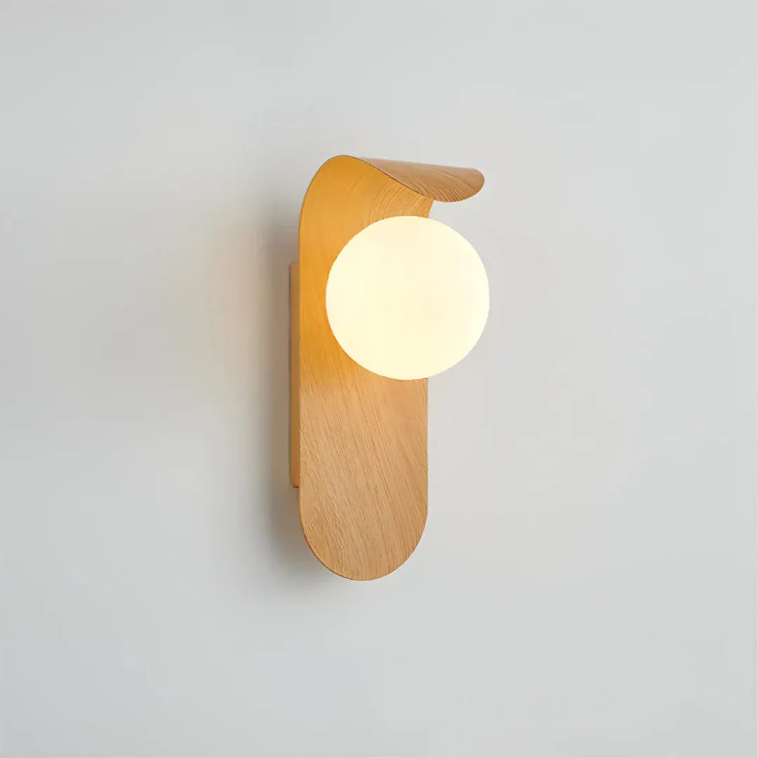 Scandinavian Wood Globe Wall Sconce | Warm & Cold White LED