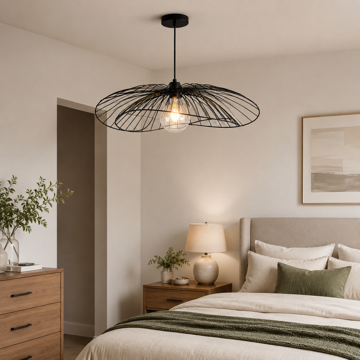 Broome 65cm Black Wire Globe Pendant Light