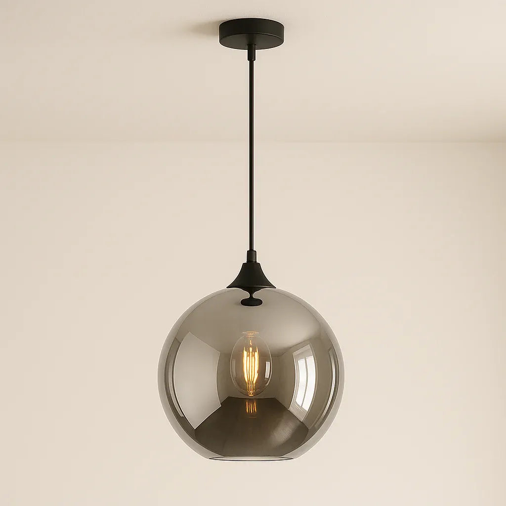 Irvine Matt Black Globe Pendant Light | 4 Glass Finishes